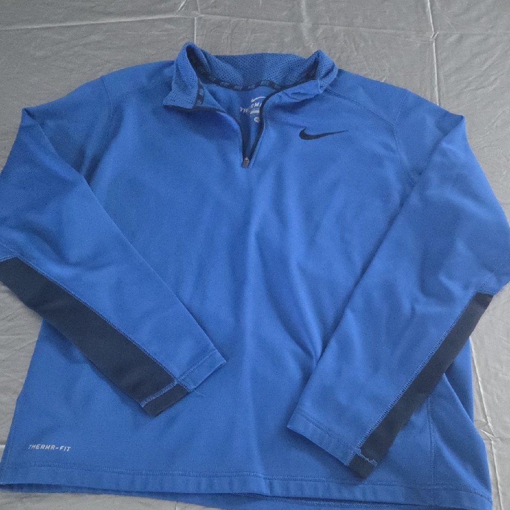 Nike Blue Men’s Therma-Fit Quarter-Zip Performance Jacket with Black Accents